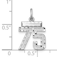 Sterling Silver Rhodium-plated Diamond-cut #75 Charm view 2