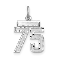 Sterling Silver Rhodium-plated Diamond-cut #75 Charm view 1