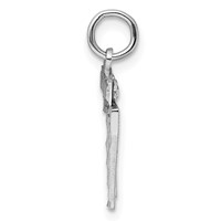 Sterling Silver Rhodium-plated Diamond-cut #77 Charm view 2