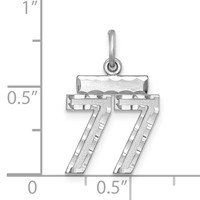 Sterling Silver Rhodium-plated Diamond-cut #77 Charm view 3