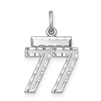 Sterling Silver Rhodium-plated Diamond-cut #77 Charm view 1