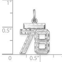 Sterling Silver Rhodium-plated Diamond-cut #78 Charm view 2