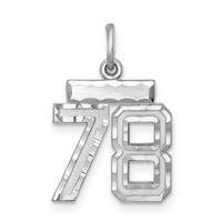 Sterling Silver Rhodium-plated Diamond-cut #78 Charm view 1