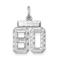 Sterling Silver Rhodium-plated Diamond-cut #80 Charm view 1
