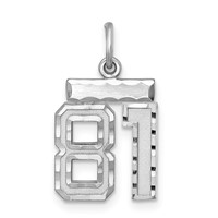 Sterling Silver Rhodium-plated Diamond-cut #81 Charm view 1