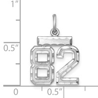 Sterling Silver Rhodium-plated Diamond-cut #82 Charm view 2