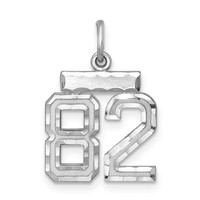 Sterling Silver Rhodium-plated Diamond-cut #82 Charm view 1