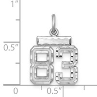 Sterling Silver Rhodium-plated Diamond-cut #83 Charm view 2