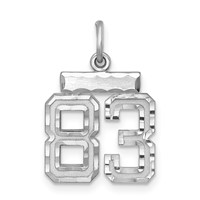 Sterling Silver Rhodium-plated Diamond-cut #83 Charm view 1
