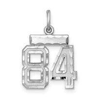 Sterling Silver Rhodium-plated Diamond-cut #84 Charm view 1