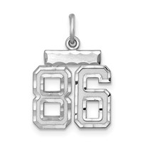 Sterling Silver Rhodium-plated Diamond-cut #86 Charm view 1
