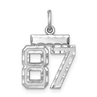 Sterling Silver Rhodium-plated Diamond-cut #87 Charm view 1