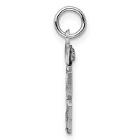 Sterling Silver Rhodium-plated Diamond-cut #88 Charm view 2
