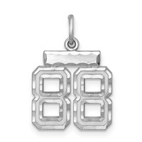 Sterling Silver Rhodium-plated Diamond-cut #88 Charm view 1
