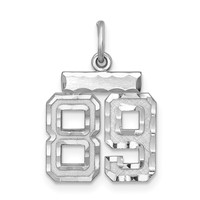 Sterling Silver Rhodium-plated Diamond-cut #89 Charm view 1