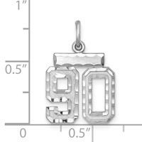 Sterling Silver Rhodium-plated Diamond-cut #90 Charm view 2
