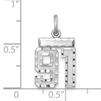 Sterling Silver Rhodium-plated Diamond-cut #91 Charm view 2