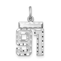 Sterling Silver Rhodium-plated Diamond-cut #91 Charm view 1