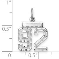 Sterling Silver Rhodium-plated Diamond-cut #92 Charm view 2