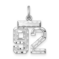 Sterling Silver Rhodium-plated Diamond-cut #92 Charm view 1