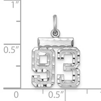 Sterling Silver Rhodium-plated Diamond-cut #93 Charm view 2