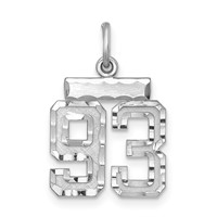 Sterling Silver Rhodium-plated Diamond-cut #93 Charm view 1