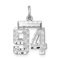 Sterling Silver Rhodium-plated Diamond-cut #94 Charm view 1