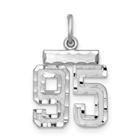 Sterling Silver Rhodium-plated Diamond-cut #95 Charm view 1