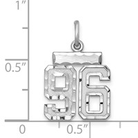 Sterling Silver Rhodium-plated Diamond-cut #96 Charm view 2