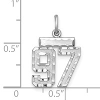Sterling Silver Rhodium-plated Diamond-cut #97 Charm view 2