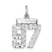 Sterling Silver Rhodium-plated Diamond-cut #97 Charm view 1