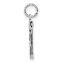 Sterling Silver Rhodium-plated Diamond-cut #99 Charm view 2
