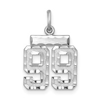 Sterling Silver Rhodium-plated Diamond-cut #99 Charm view 1