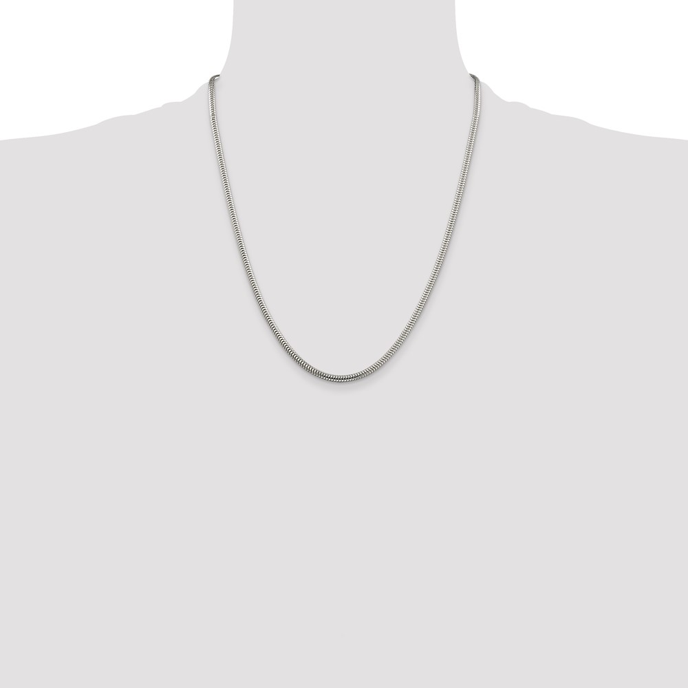 Sterling Silver 3mm Round Snake Chain (QSNL080-22)