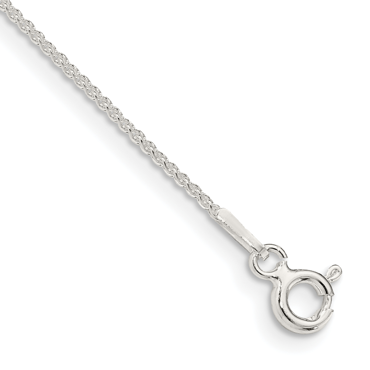 Sterling Silver 1mm Round Spiga Chain Anklet (QSP025-9)