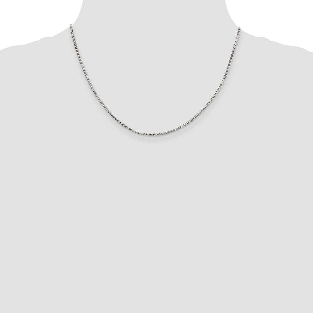 Sterling Silver 1.7mm Diamond-cut Round Spiga Chain w/2in ext. (QSR050E-18)