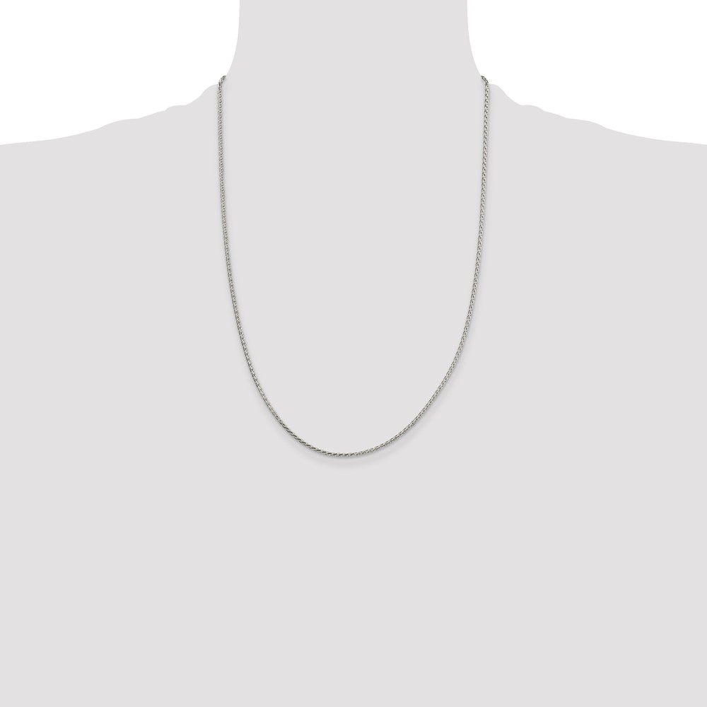 Sterling Silver 1.7mm Diamond-cut Round Spiga Chain w/4in ext. (QSR050E-22)