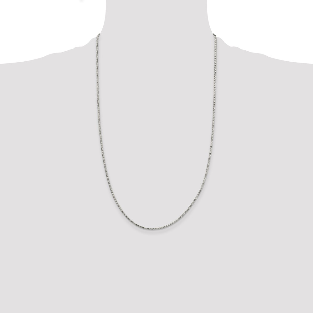 Sterling Silver 1.7mm Diamond-cut Round Spiga Chain (QSR050-26)