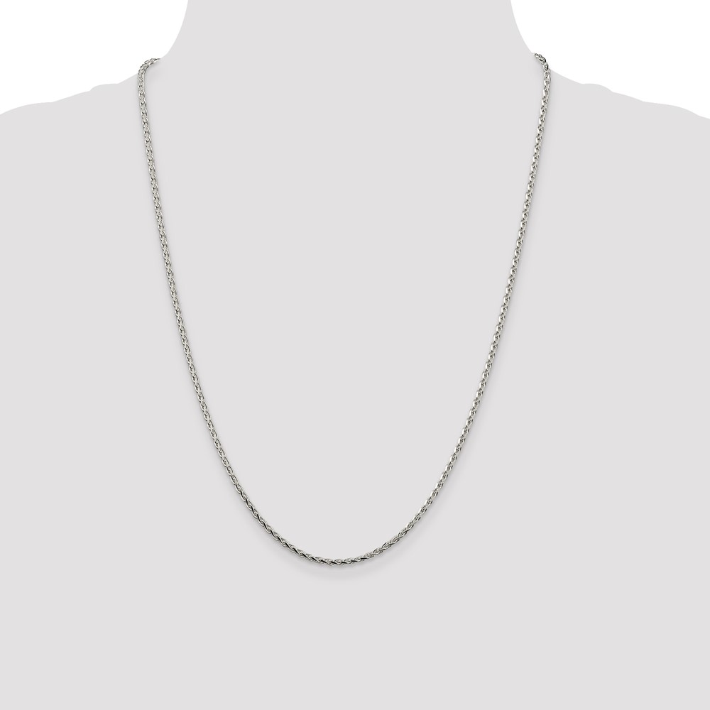 Sterling Silver 2.15mm Diamond-cut Round Spiga Chain (QSR060-24)