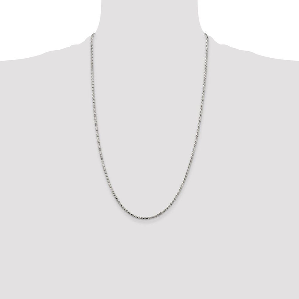 Sterling Silver 2.15mm Diamond-cut Round Spiga Chain (QSR060-26)