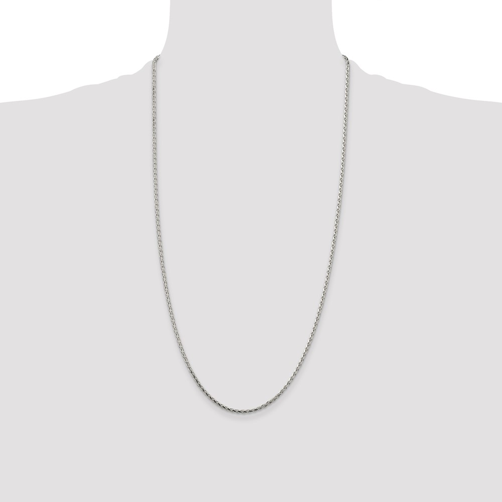 Sterling Silver 2.15mm Diamond-cut Round Spiga Chain (QSR060-28)