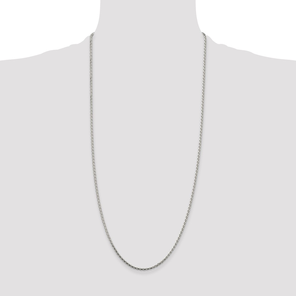 Sterling Silver 2.15mm Diamond-cut Round Spiga Chain (QSR060-30)