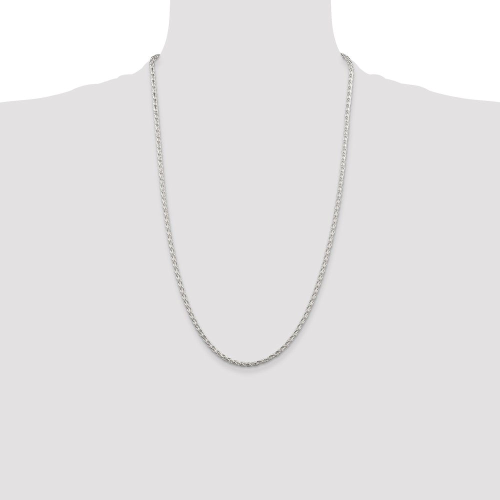 Sterling Silver 2.85mm Diamond-cut Round Spiga Chain (QSR080-26)
