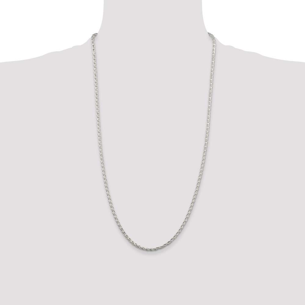 Sterling Silver 2.85mm Diamond-cut Round Spiga Chain (QSR080-28)