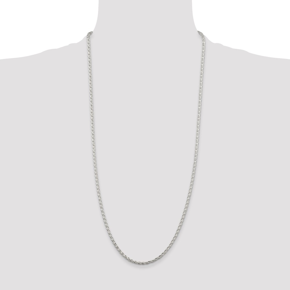 Sterling Silver 2.85mm Diamond-cut Round Spiga Chain (QSR080-30)