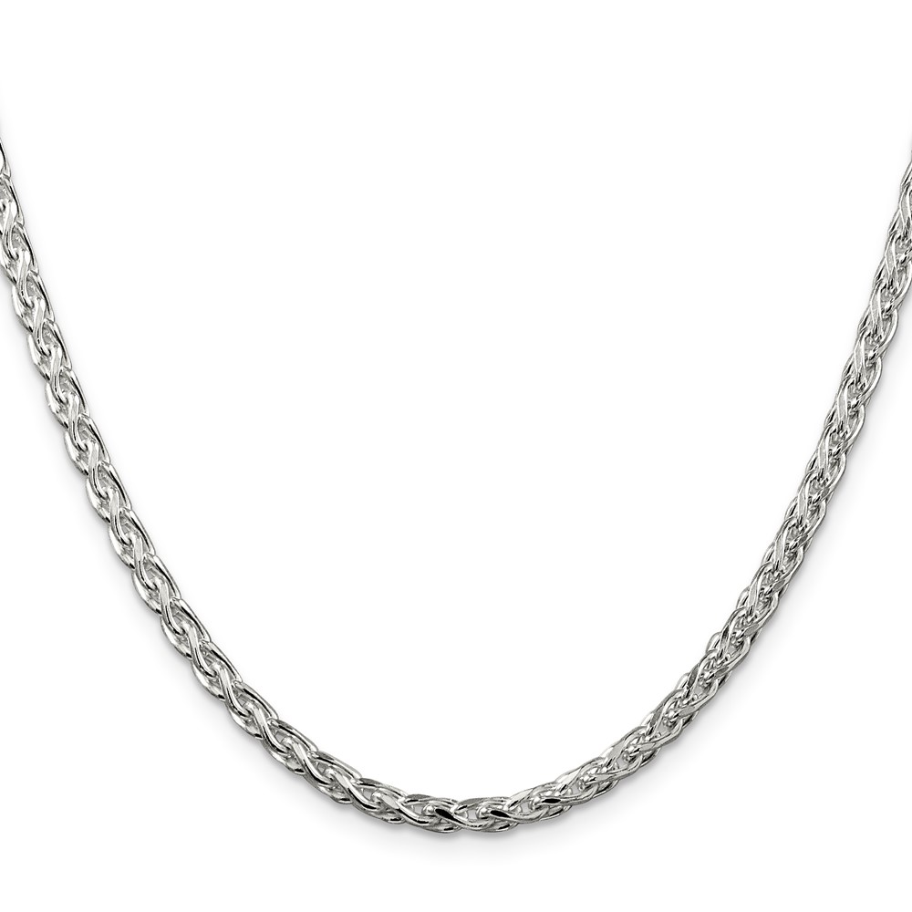 Sterling Silver 3.5mm Diamond-cut Round Spiga Chain (QSR100-30)