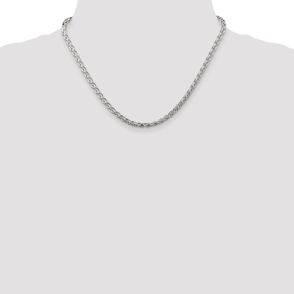 Sterling Silver 3.5mm Diamond-cut Round Spiga Chain (QSR100-18)