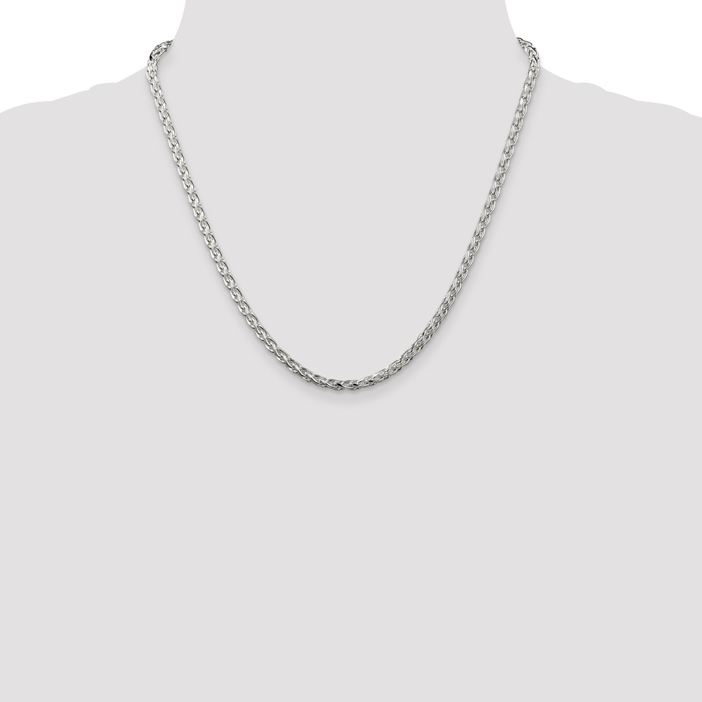 Sterling Silver 3.5mm Diamond-cut Round Spiga Chain (QSR100-20)