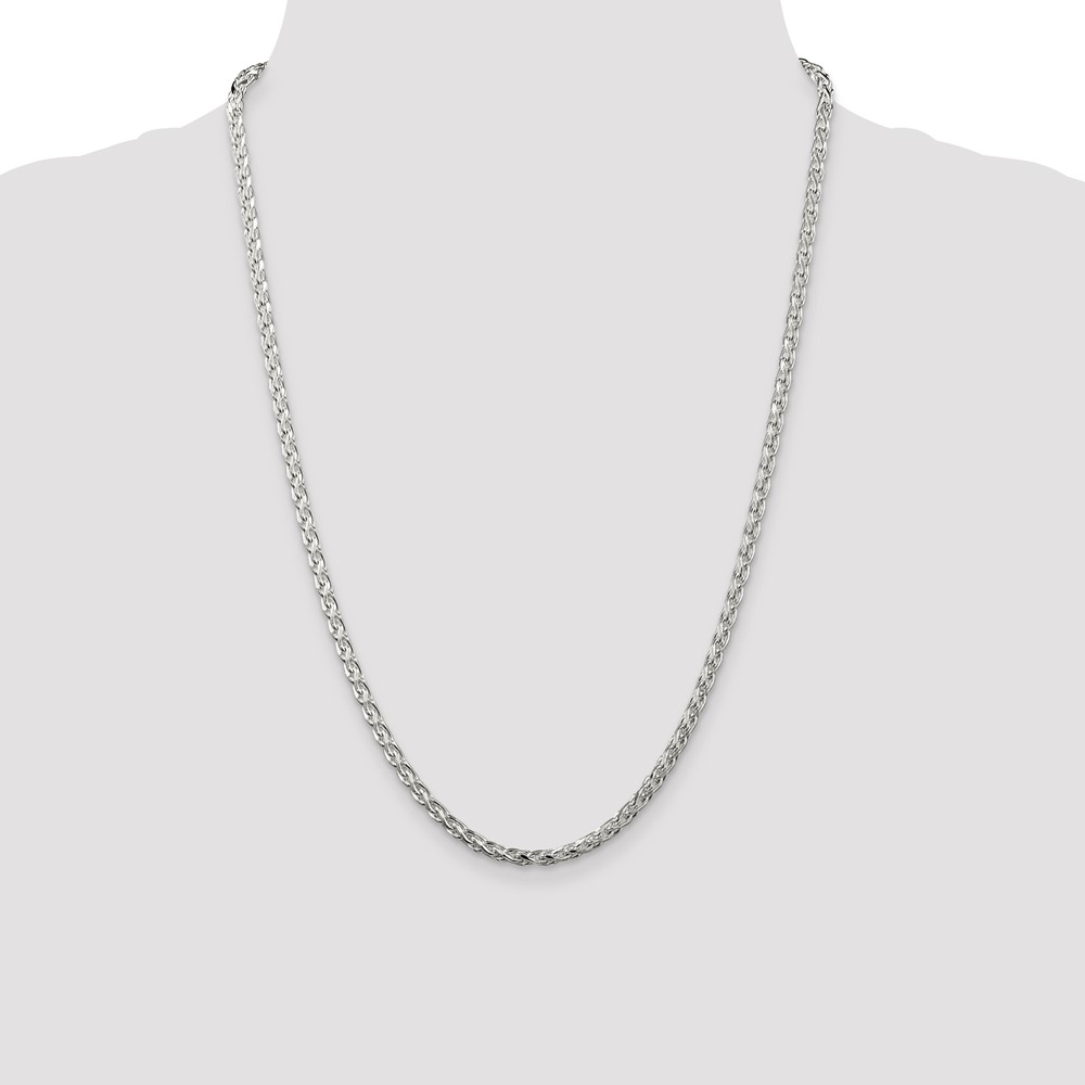 Sterling Silver 3.5mm Diamond-cut Round Spiga Chain (QSR100-24)