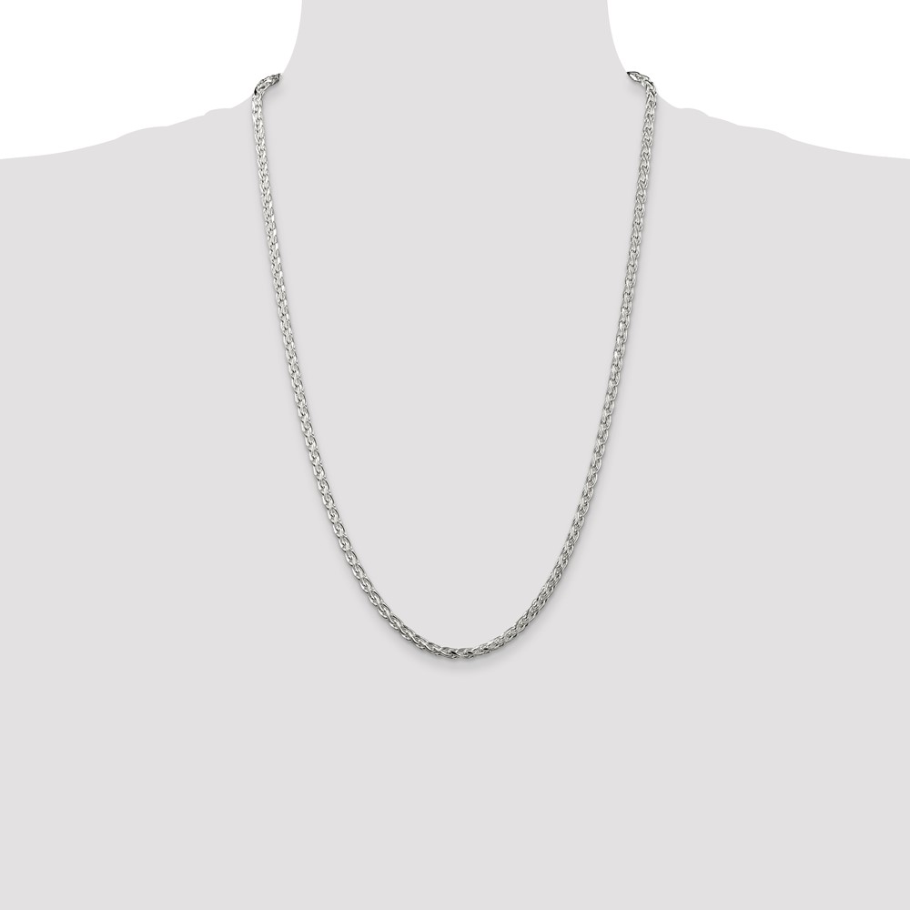 Sterling Silver 3.5mm Diamond-cut Round Spiga Chain (QSR100-26)